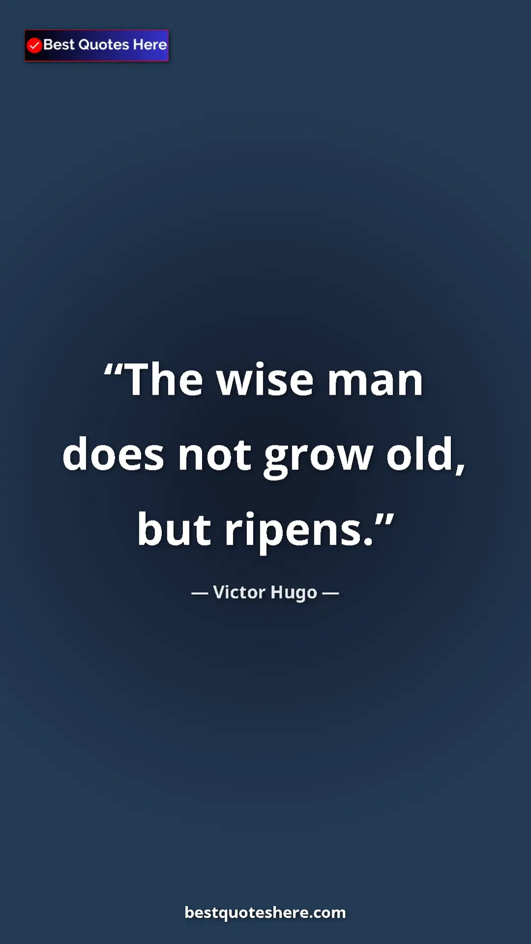 Pinterest quote poster by Victor Hugo: "The wise man does not grow old, but ripens."
