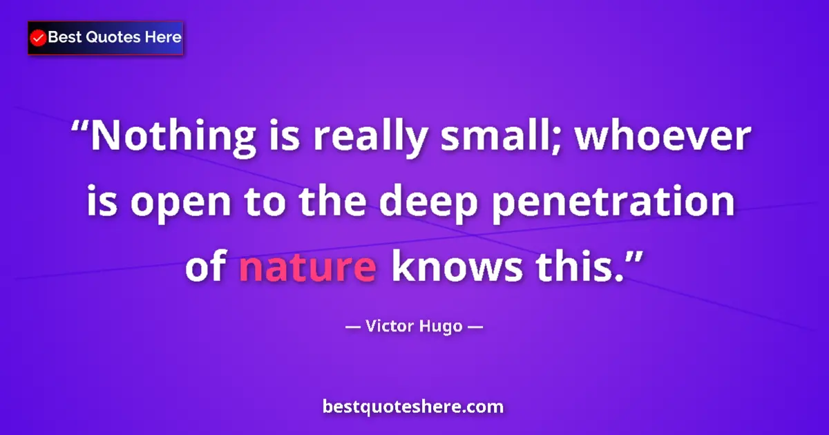 Quote by Victor Hugo: Nothing is really small; whoever is open to the deep penetration of nature knows this....