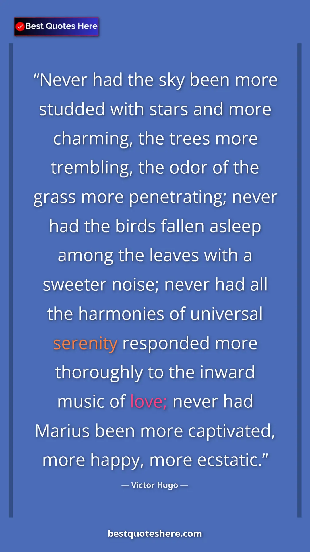 Pinterest quote poster by Victor Hugo: "Never had the sky been more studded with stars and more..."