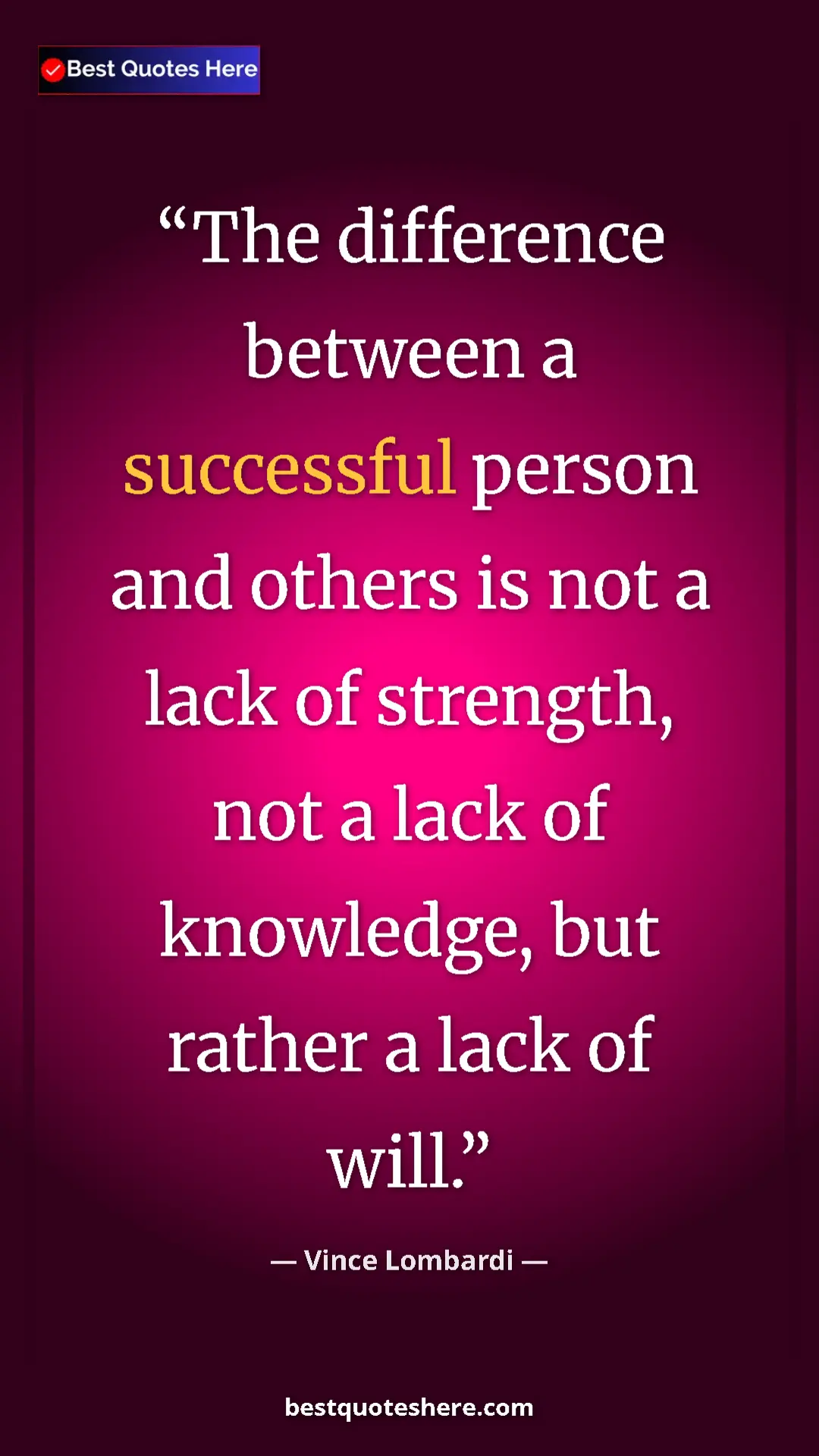 Vince Lombardi Quote Card: "The difference between a successful person and others is not" Pinterest quote poster by Vince Lombardi: "The difference between a successful person and others is not"