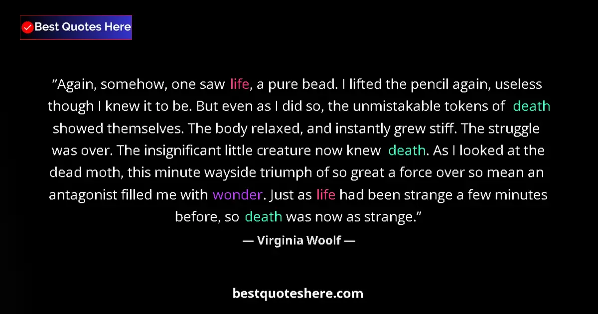 Quote by Virginia Woolf: Again, somehow, one saw life, a pure bead. I lifted the pencil again, useless though I knew it to be...