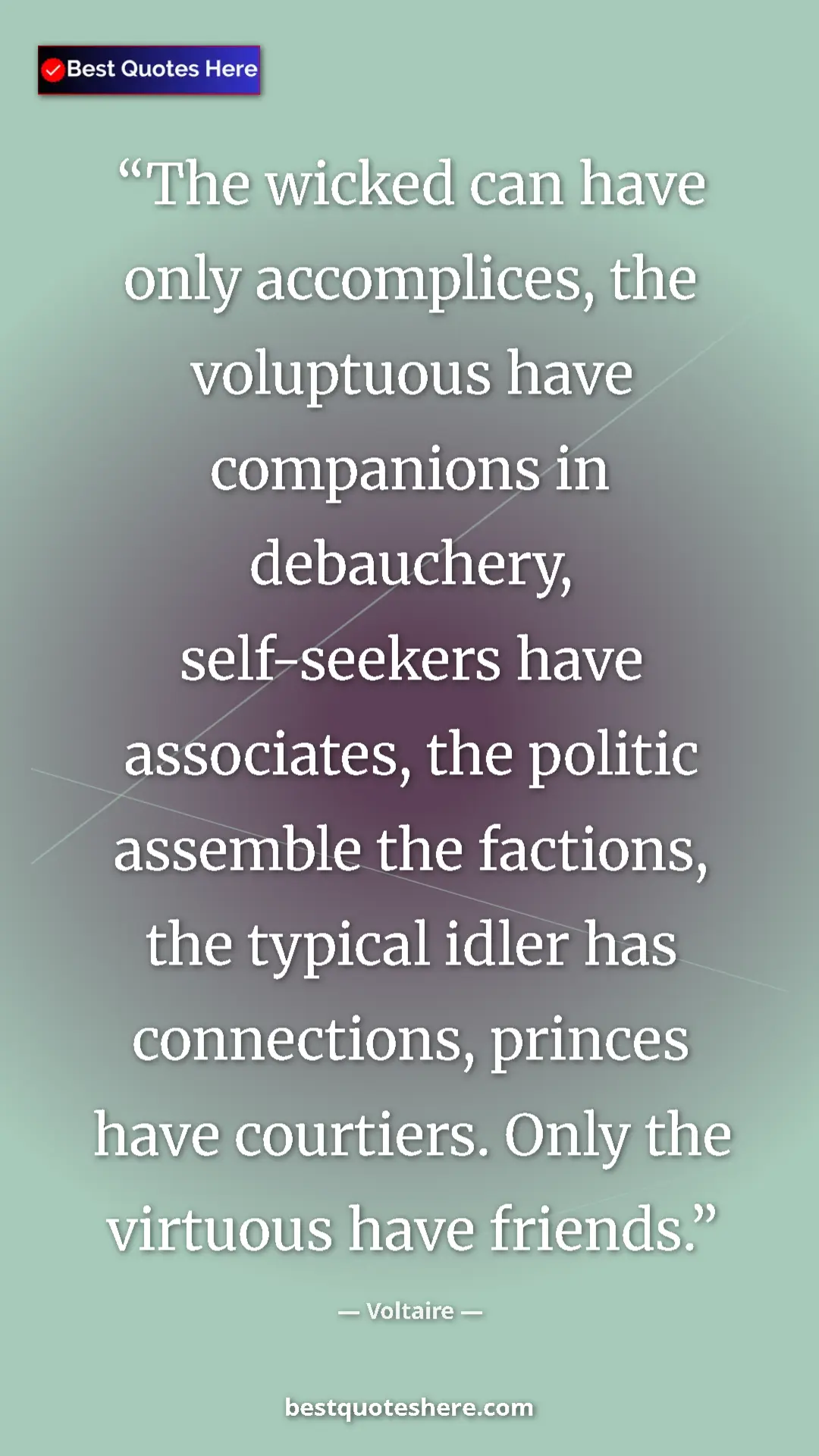 Pinterest quote poster by Voltaire: "The wicked can have only accomplices, the voluptuous have..."