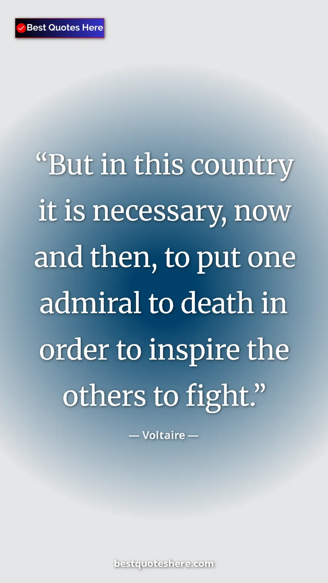 Pinterest quote poster by Voltaire: "But in this country it is necessary, now and then, to put..."