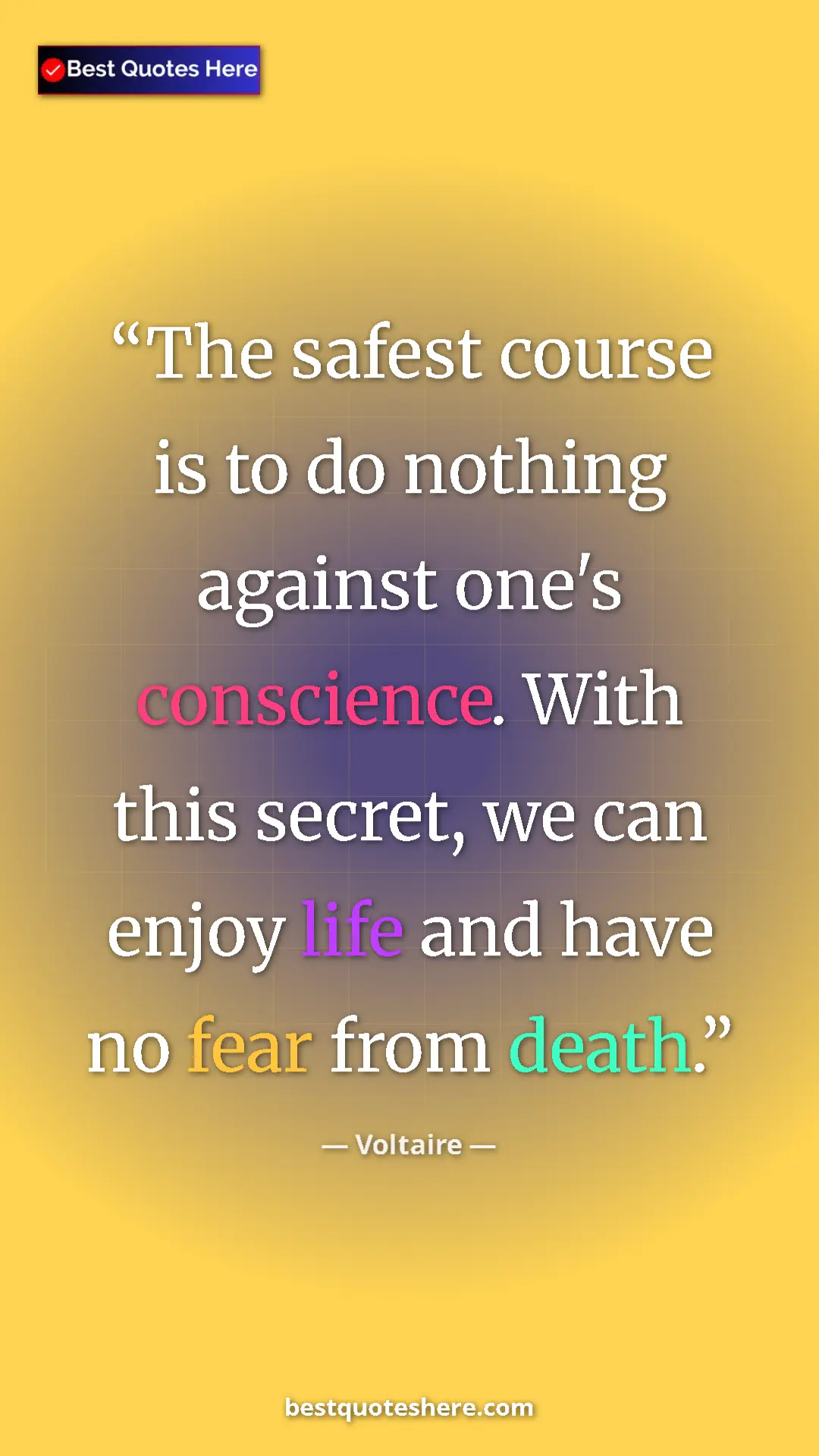 Pinterest quote poster by Voltaire: "The safest course is to do nothing against one's..."