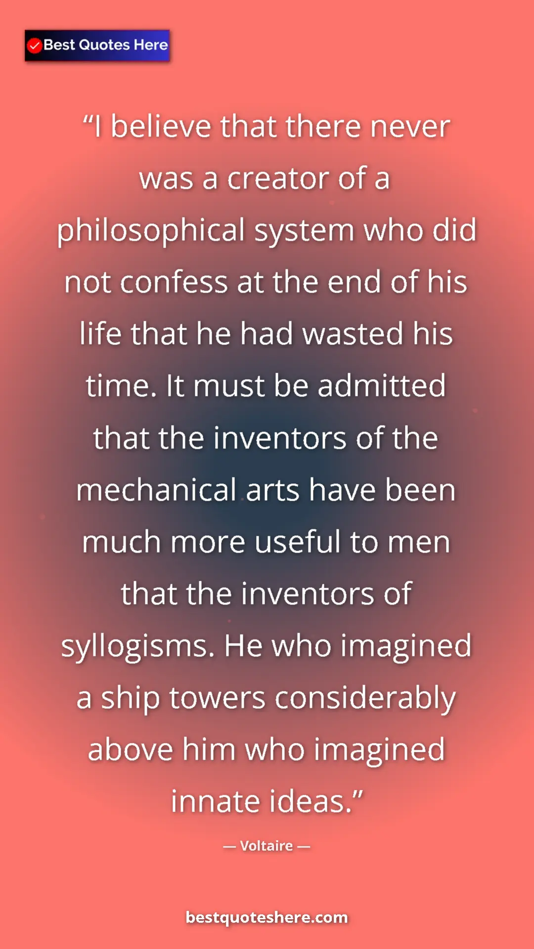 Voltaire Quote Card: "I believe that there never was a creator of a philosophical..." Pinterest quote poster by Voltaire: "I believe that there never was a creator of a philosophical..."