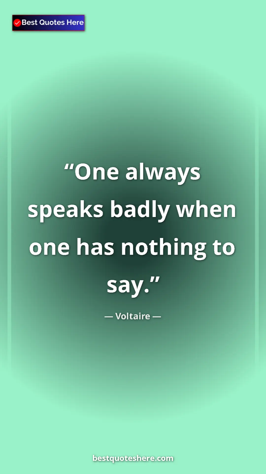 Pinterest quote poster by Voltaire: "One always speaks badly when one has nothing to say."