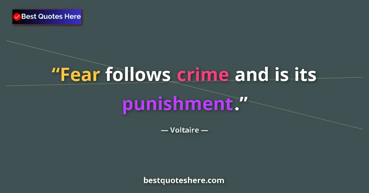 Quote by Voltaire: Fear follows crime and is its punishment....
