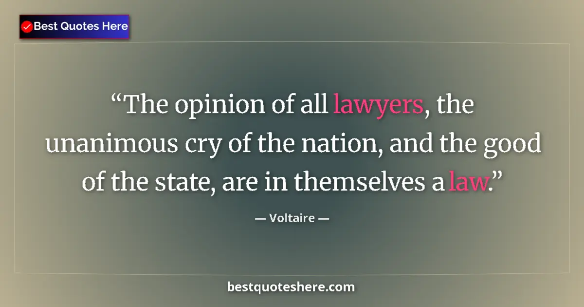 Image for the quote by Voltaire: The opinion of all lawyers, the unanimous cry of the nation, and the good of the state, are in thems...