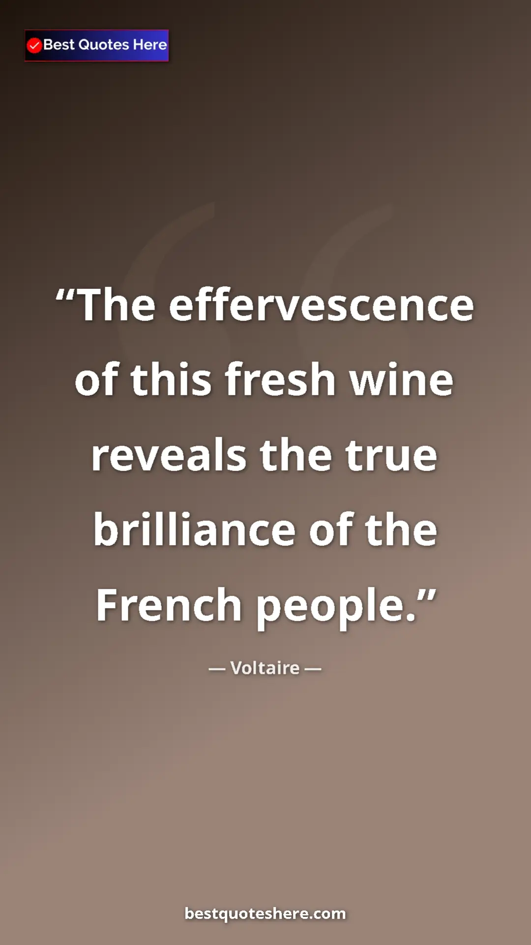 Pinterest quote poster by Voltaire: "The effervescence of this fresh wine reveals the true..."