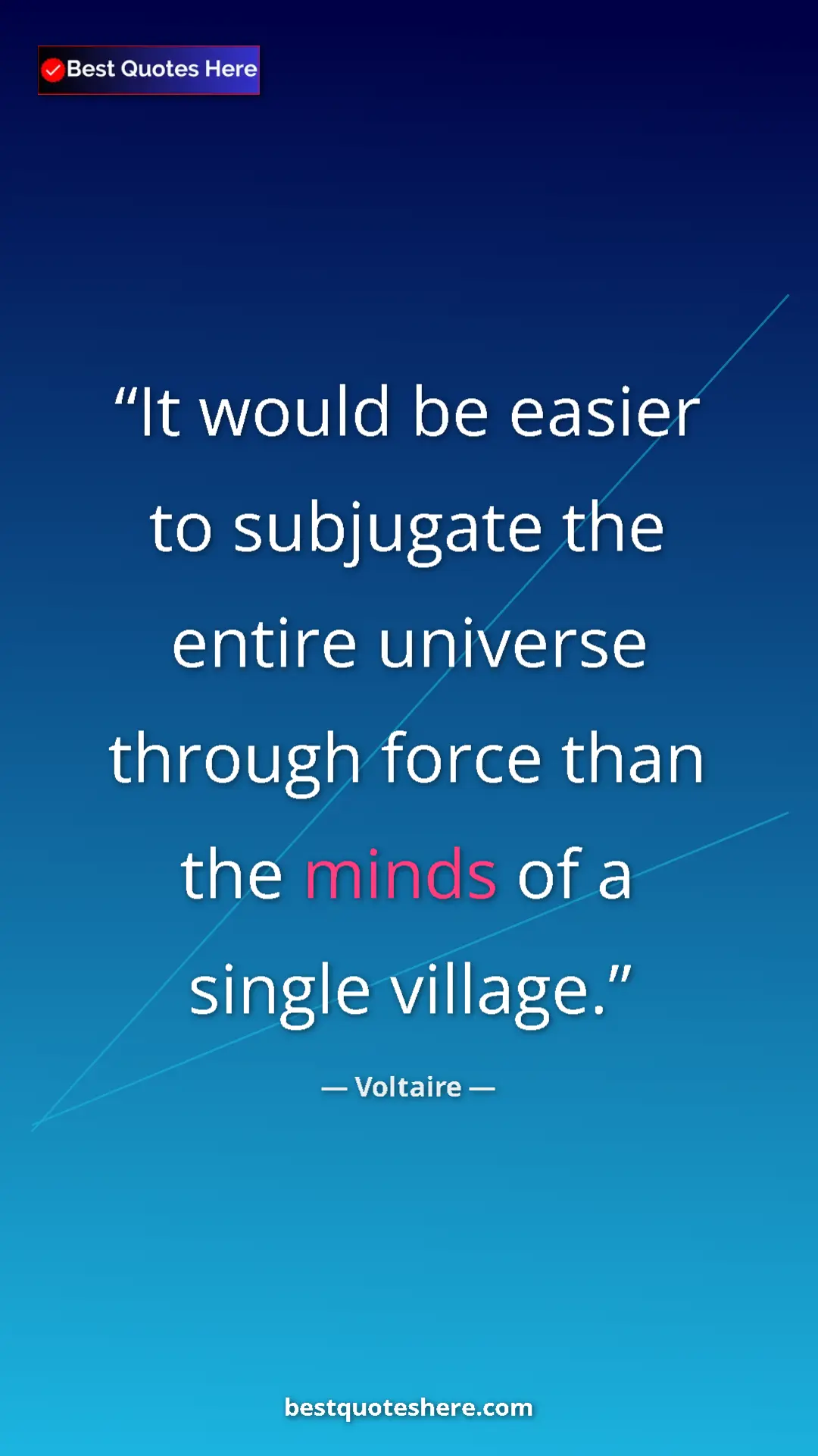 Pinterest quote poster by Voltaire: "It would be easier to subjugate the entire universe through..."