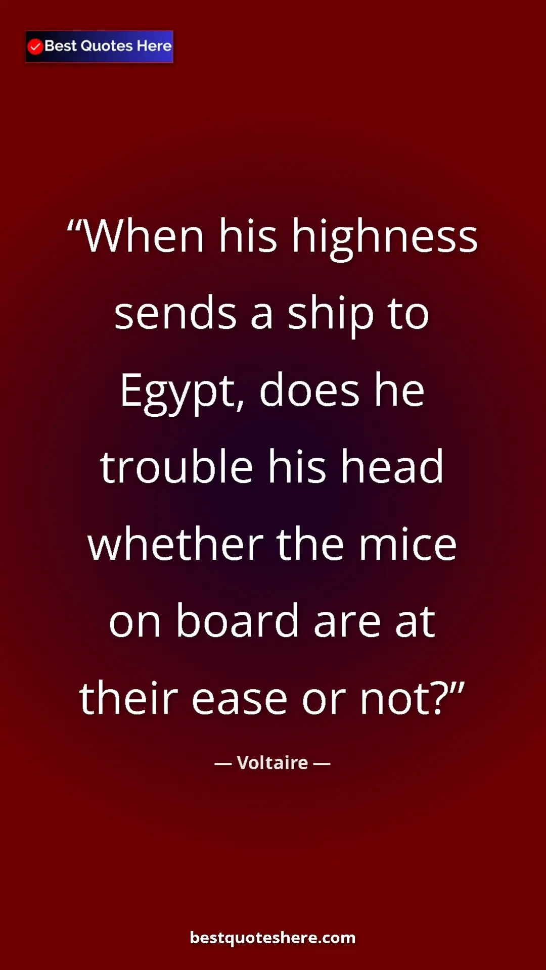 Pinterest quote poster by Voltaire: "When his highness sends a ship to Egypt, does he trouble..."