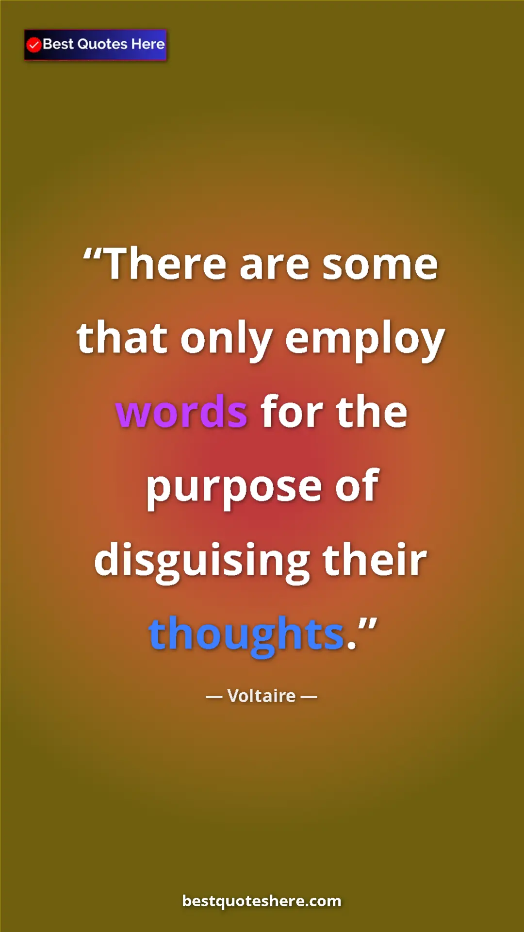 Pinterest quote poster by Voltaire: "There are some that only employ words for the purpose of..."