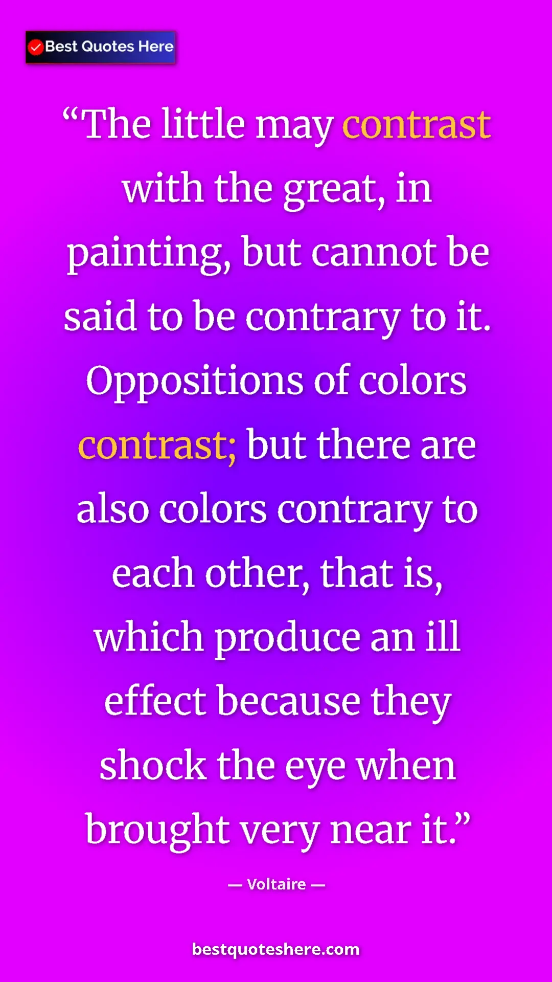 Voltaire Quote Card: "The little may contrast with the great, in painting, but..." Pinterest quote poster by Voltaire: "The little may contrast with the great, in painting, but..."