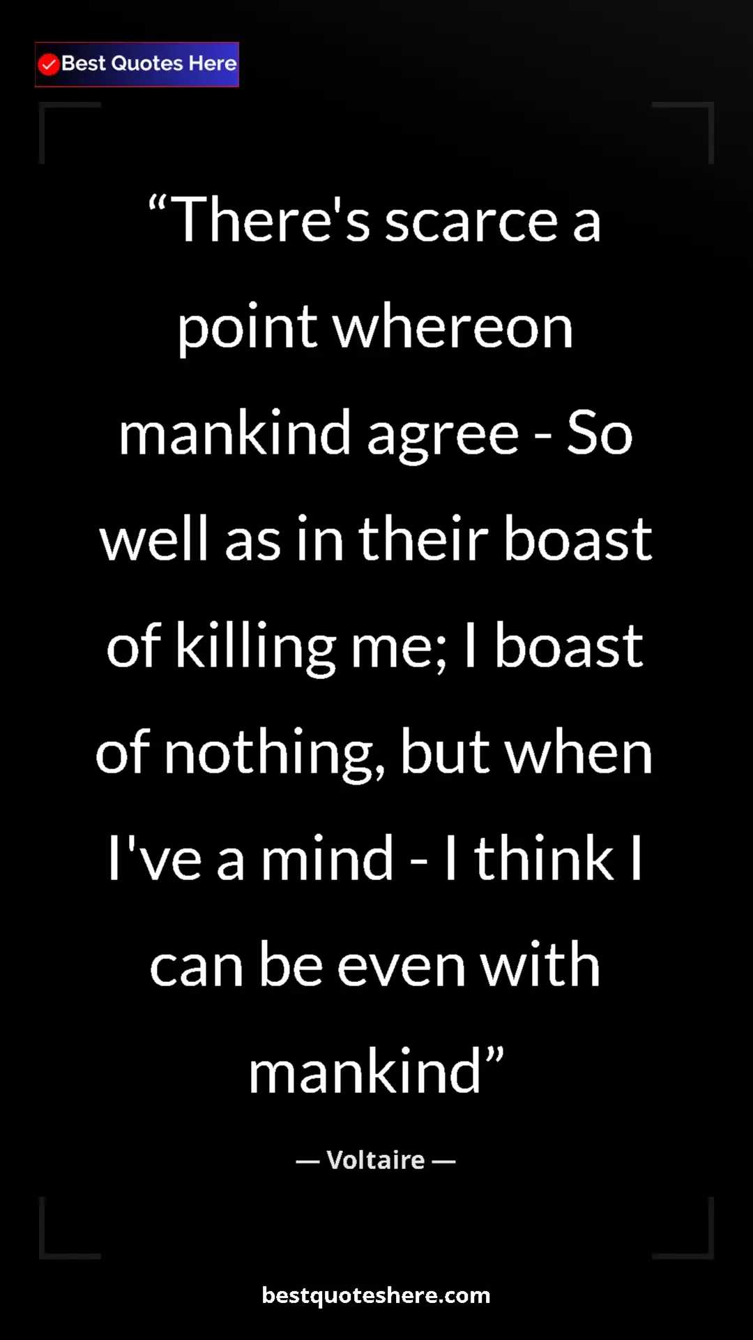 Pinterest quote poster by Voltaire: "There's scarce a point whereon mankind agree - So well as..."