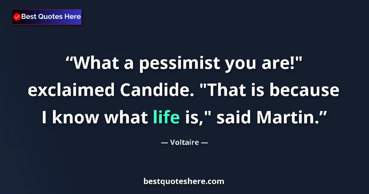 Quote by Voltaire: What a pessimist you are!