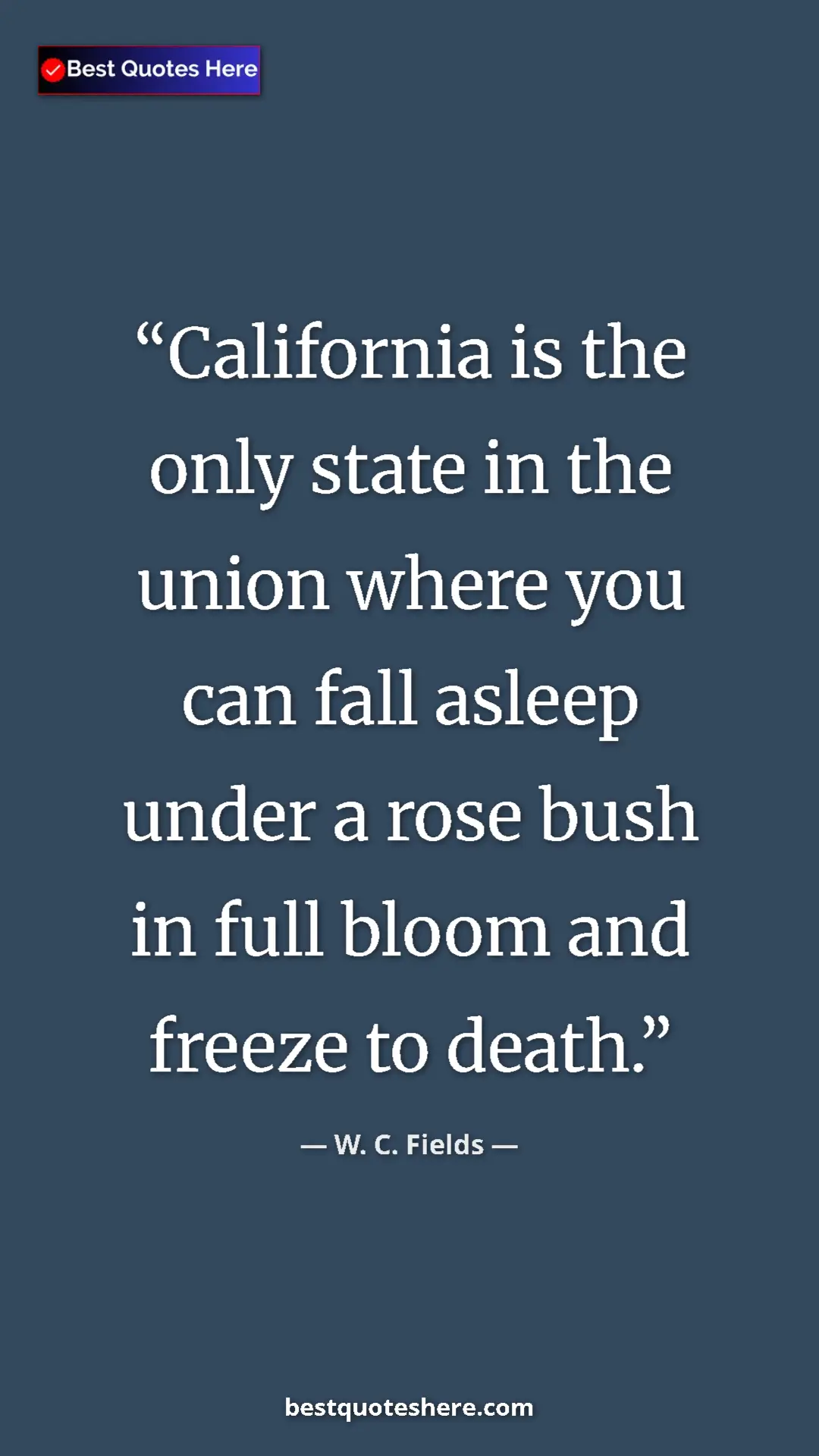 Pinterest quote poster by W. C. Fields: "California is the only state in the union where you can..."