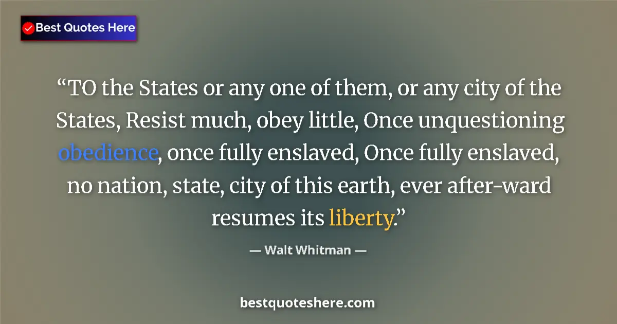 Quote by Walt Whitman: TO the States or any one of them, or any city of t