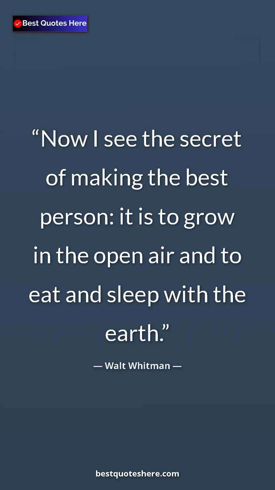 Walt Whitman Quote Card: "Now I see the secret of making the best person: it is to..." Pinterest quote poster by Walt Whitman: "Now I see the secret of making the best person: it is to..."