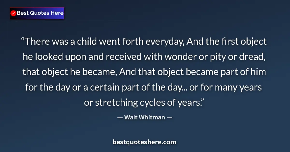 Quote by Walt Whitman: There was a child went forth everyday, And the fir