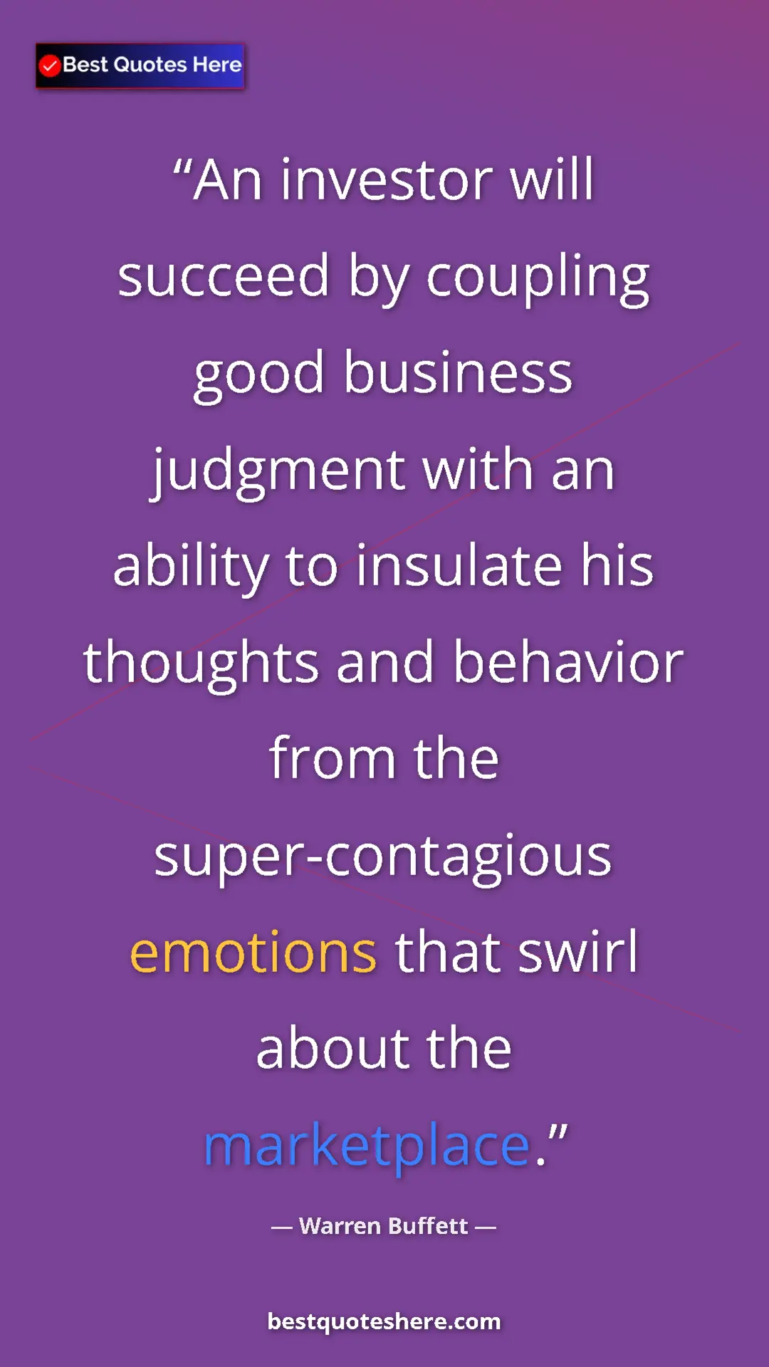 Pinterest quote poster by Warren Buffett: "An investor will succeed by coupling good business judgment..."
