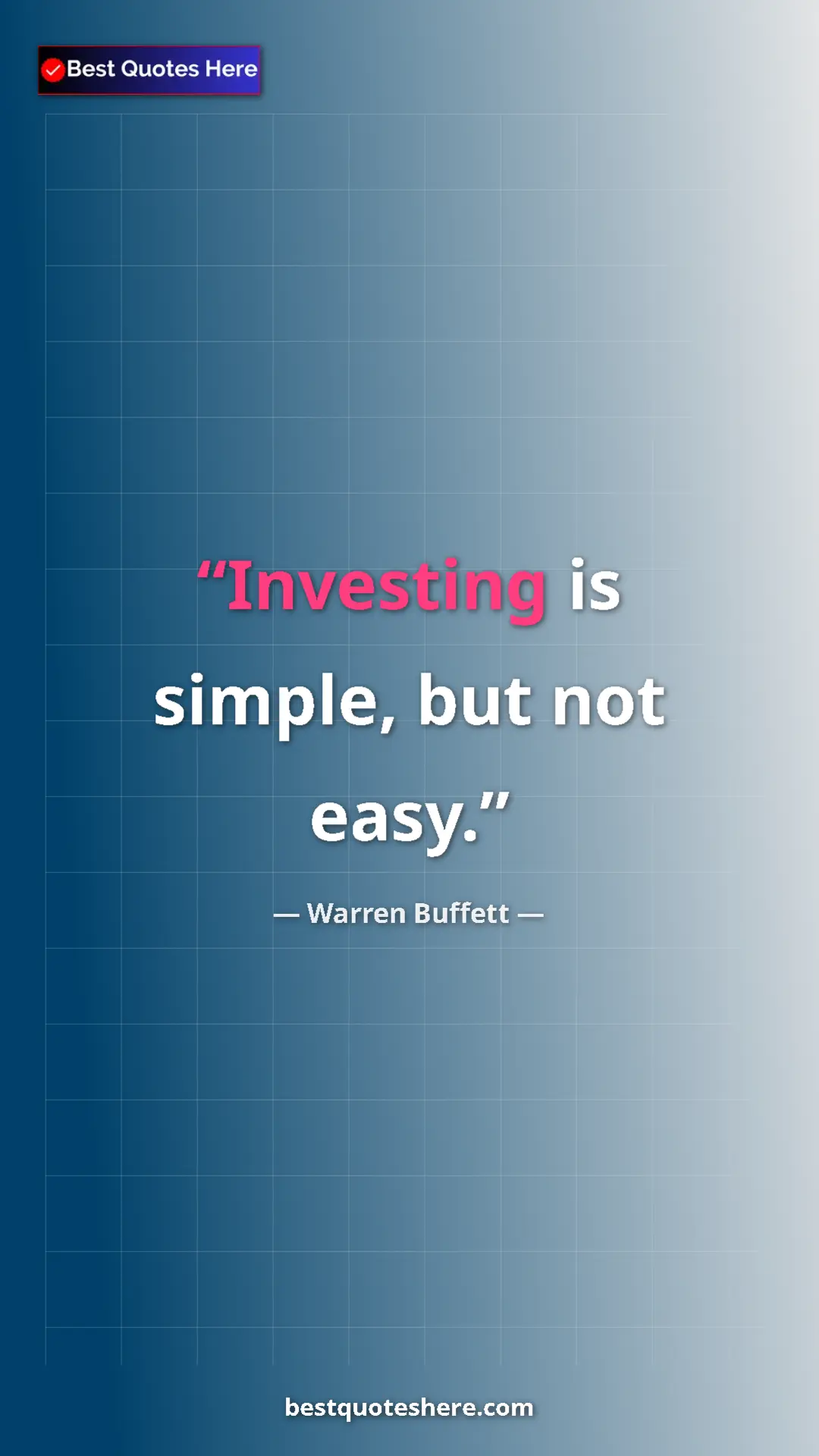 Pinterest quote poster by Warren Buffett: "Investing is simple, but not easy."