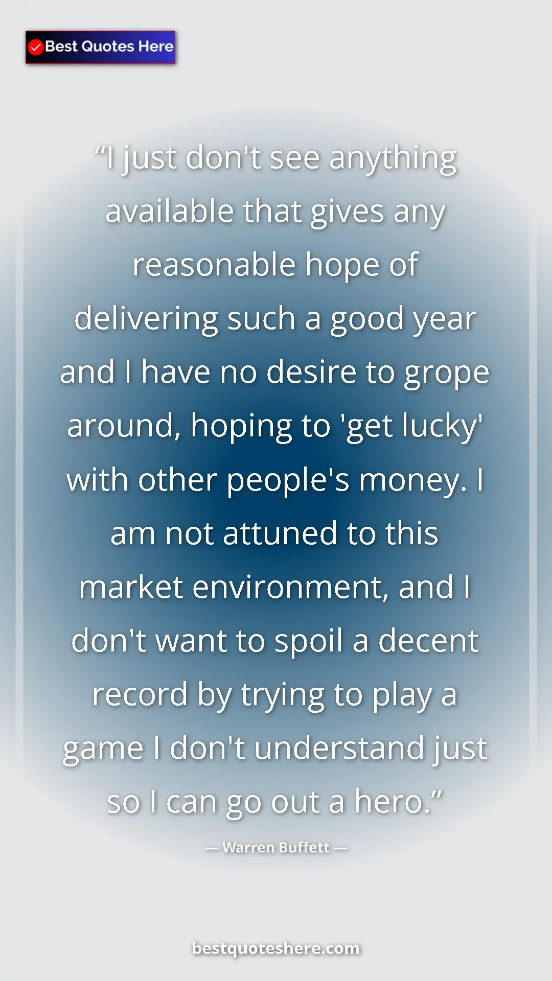 Warren Buffett Quote Card: "I just don't see anything available that gives any..." Pinterest quote poster by Warren Buffett: "I just don't see anything available that gives any..."