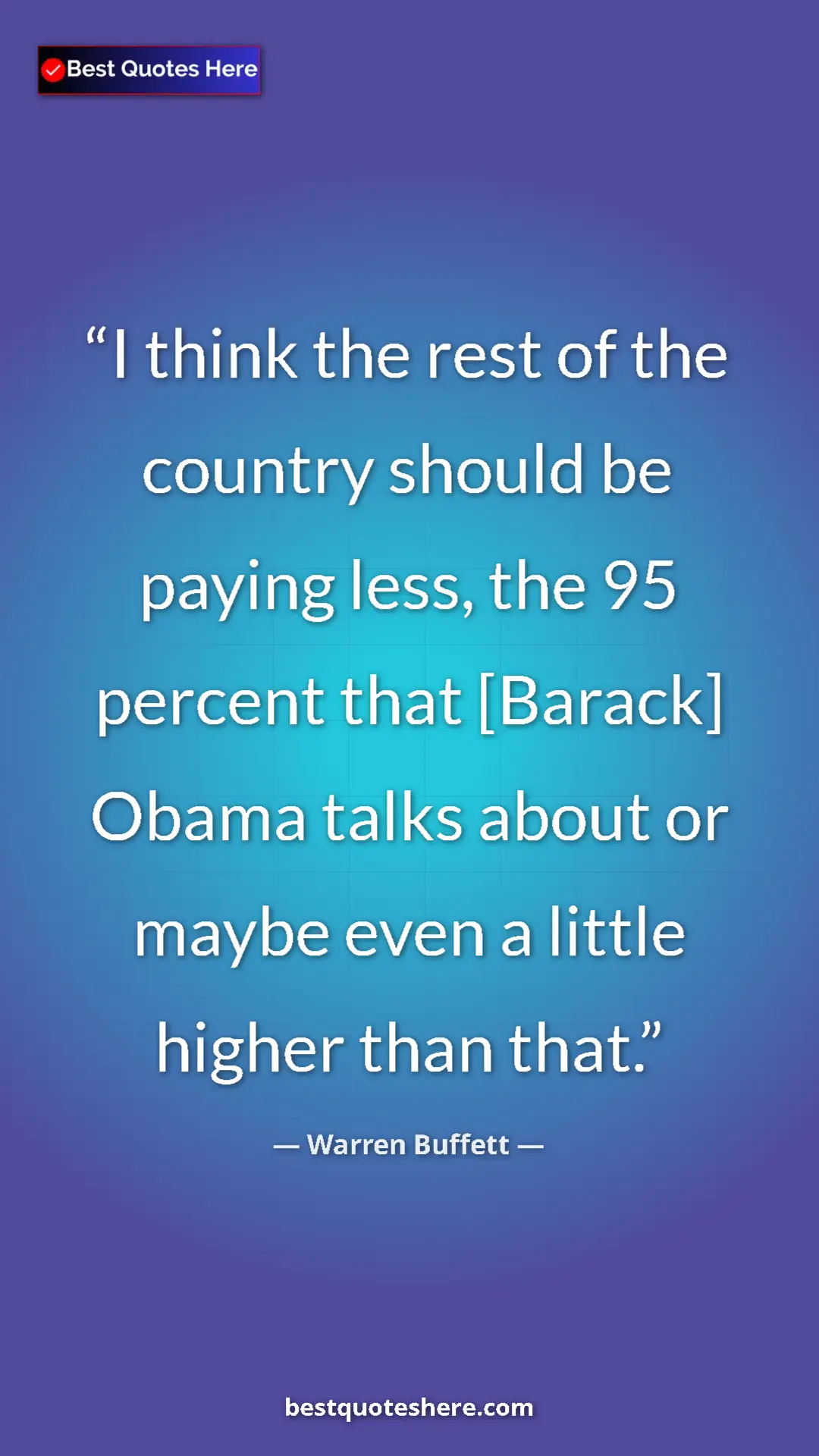 Pinterest quote poster by Warren Buffett: "I think the rest of the country should be paying less, the..."