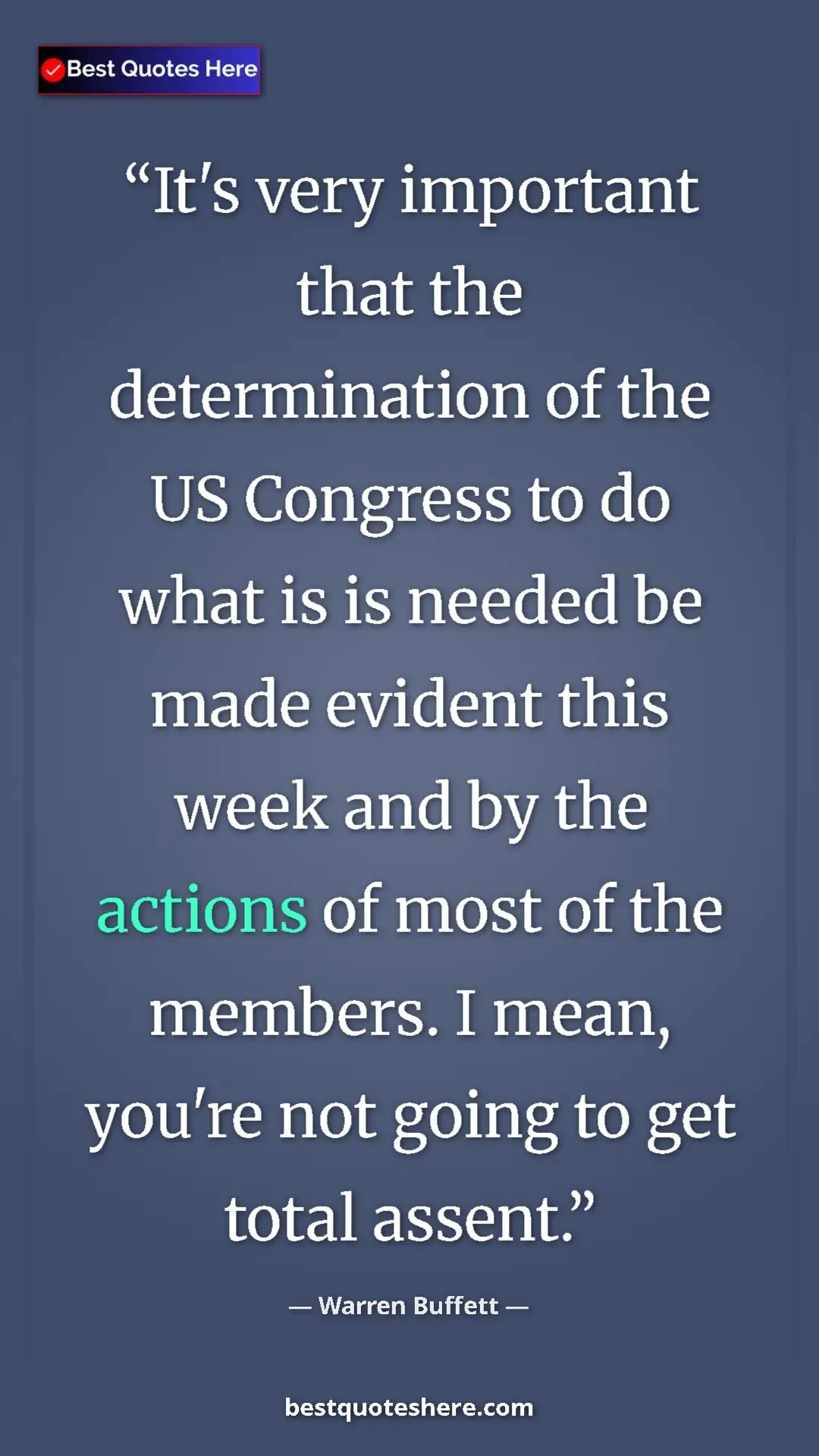 Pinterest quote poster by Warren Buffett: "It's very important that the determination of the US..."