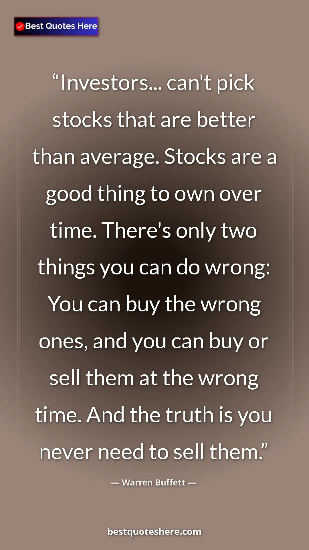 Pinterest quote poster by Warren Buffett: "Investors... can't pick stocks that are better than..."