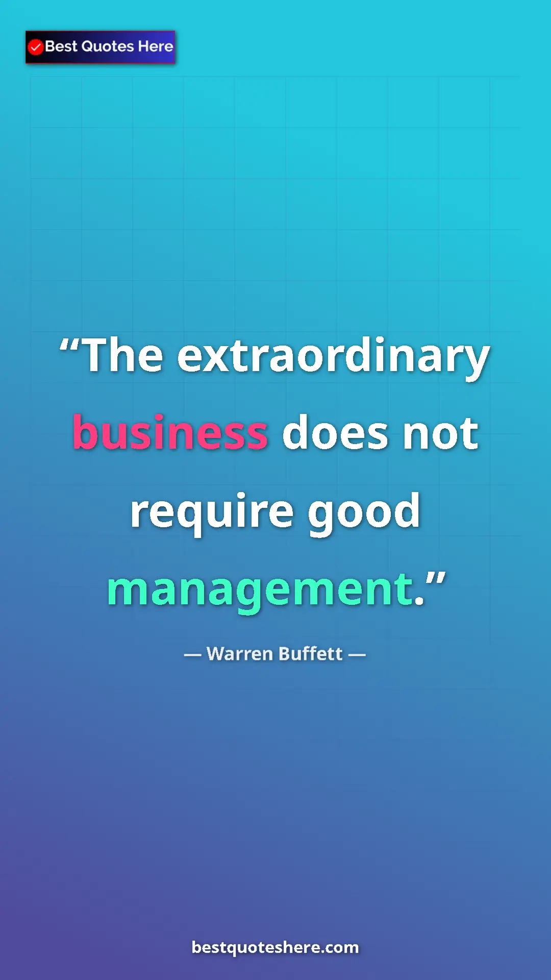 Pinterest quote poster by Warren Buffett: "The extraordinary business does not require good management."