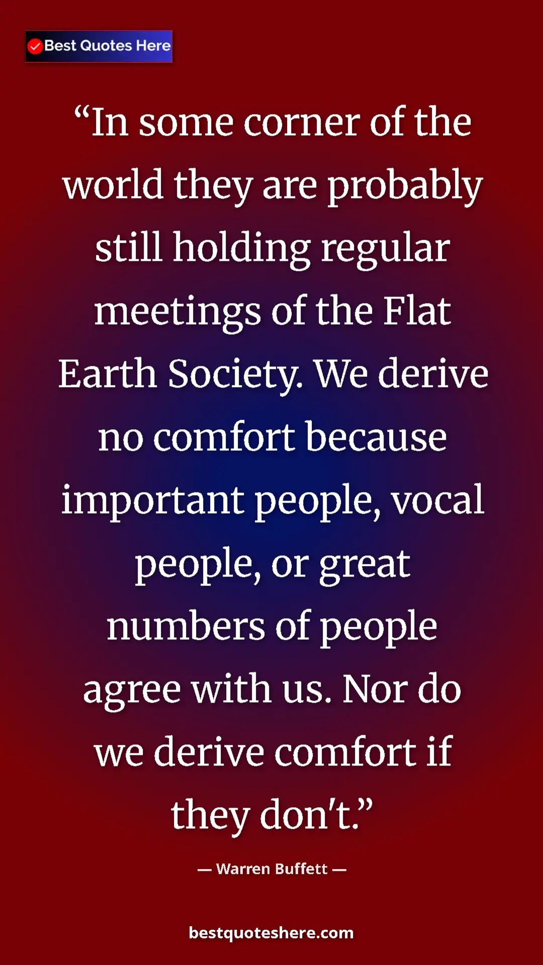 Pinterest quote poster by Warren Buffett: "In some corner of the world they are probably still holding..."