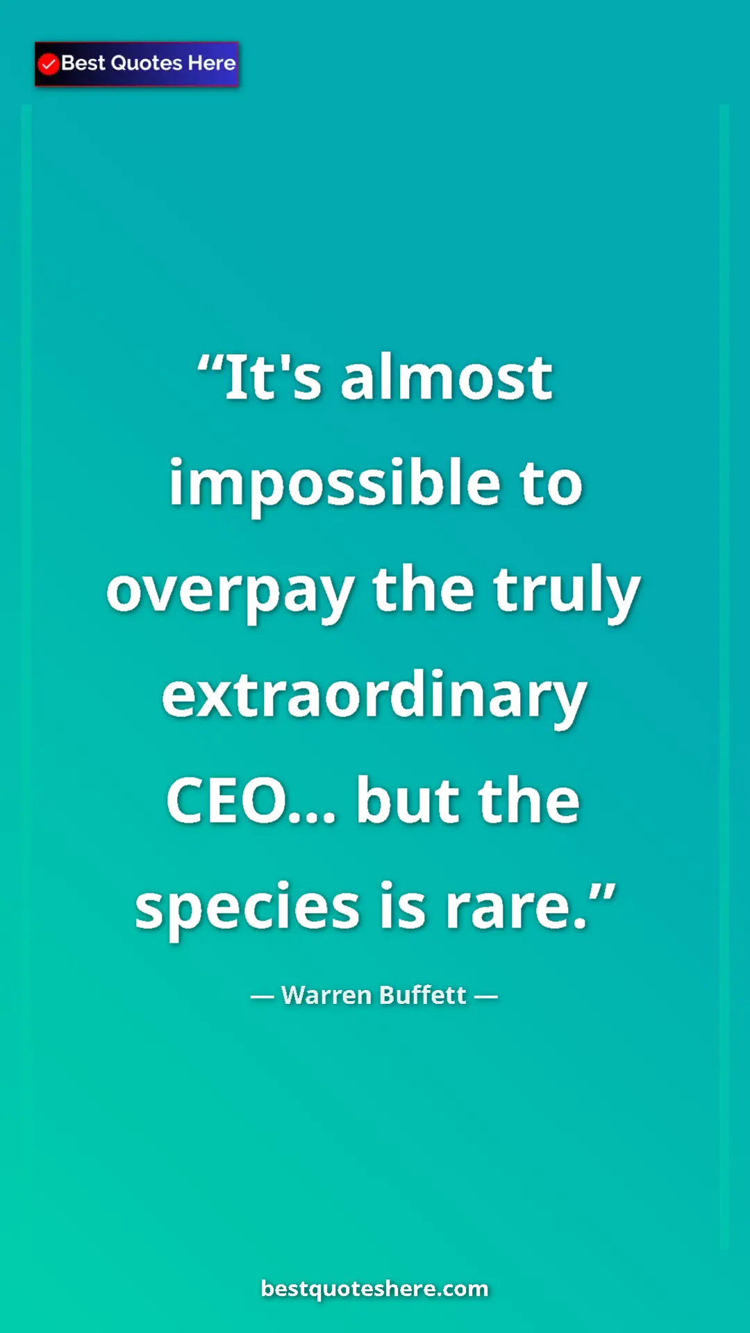 Pinterest quote poster by Warren Buffett: "It's almost impossible to overpay the truly extraordinary..."