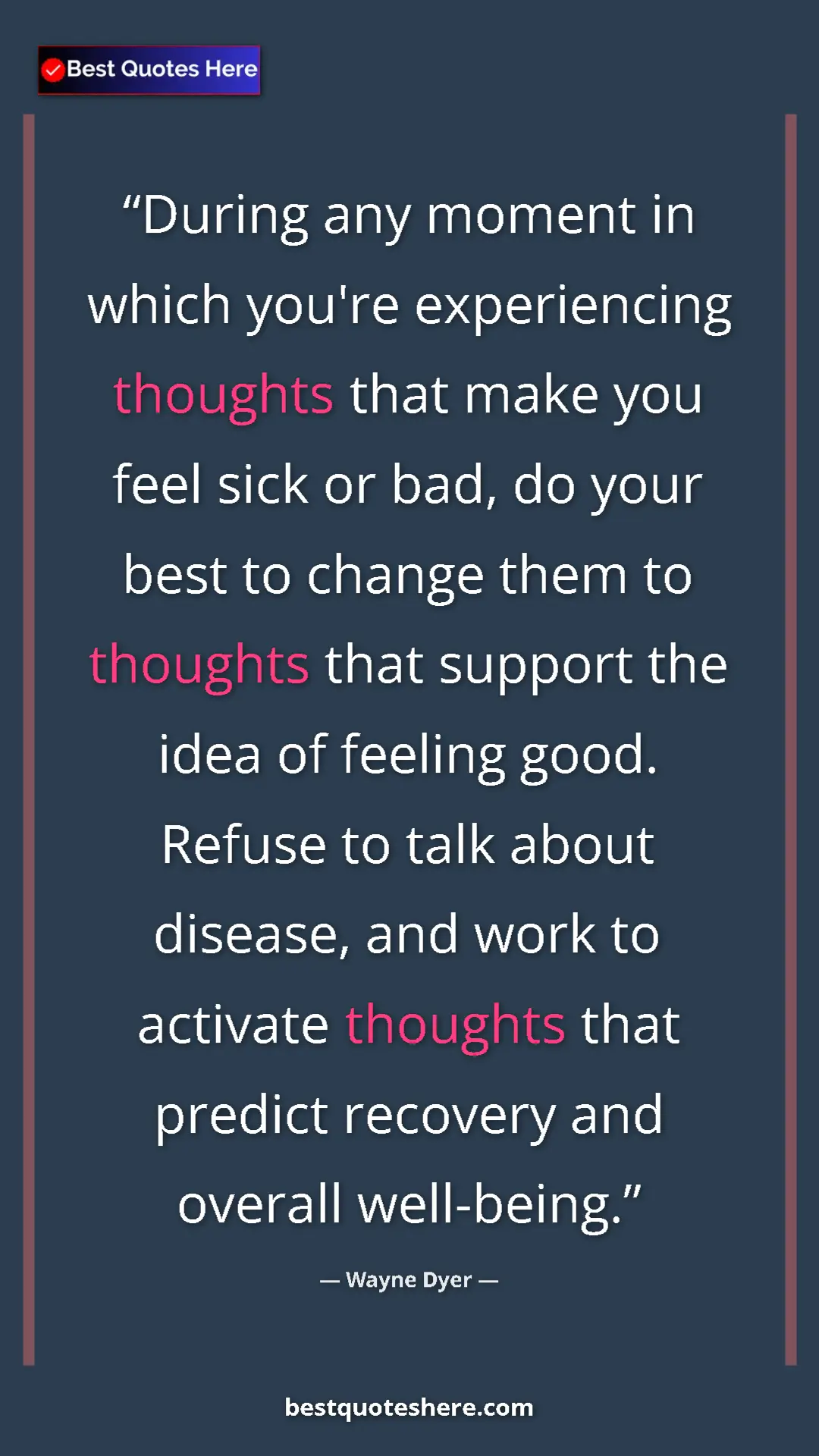 Wayne Dyer Quote Card: "During any moment in which you're experiencing thoughts..." Pinterest quote poster by Wayne Dyer: "During any moment in which you're experiencing thoughts..."