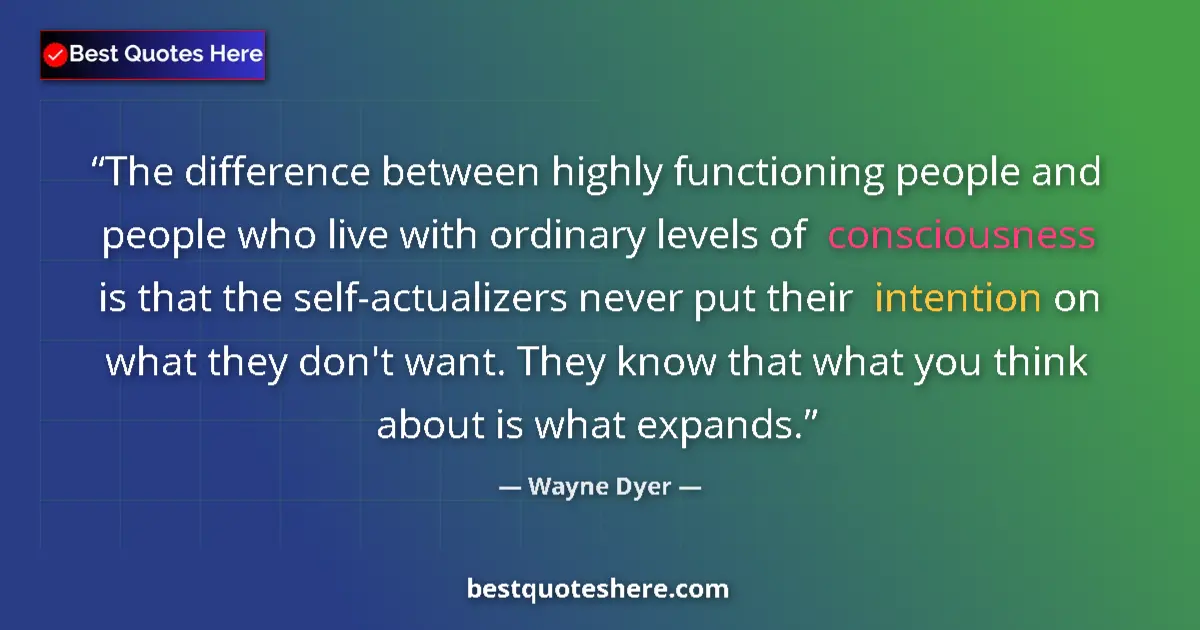 Quote by Wayne Dyer: The difference between highly functioning people and people who live with ordinary levels of conscio...
