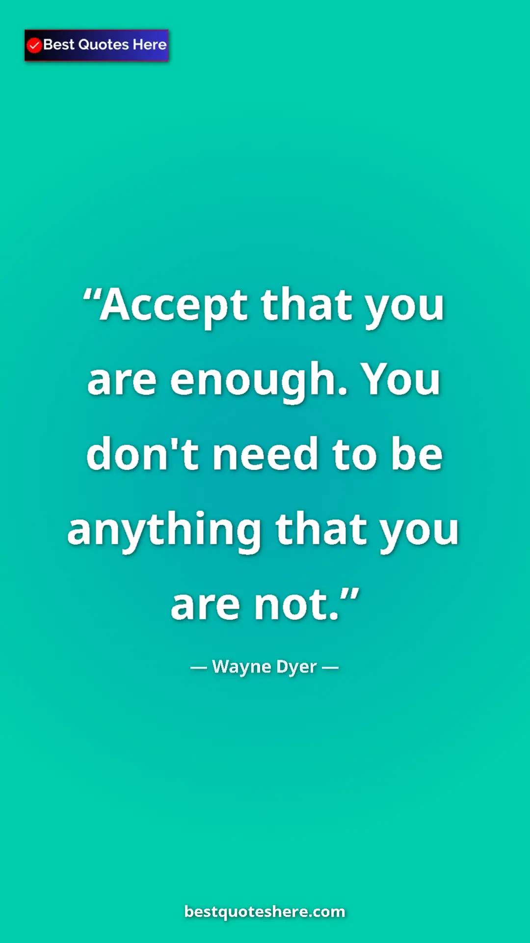 Pinterest quote poster by Wayne Dyer: "Accept that you are enough. You don't need to be anything..."