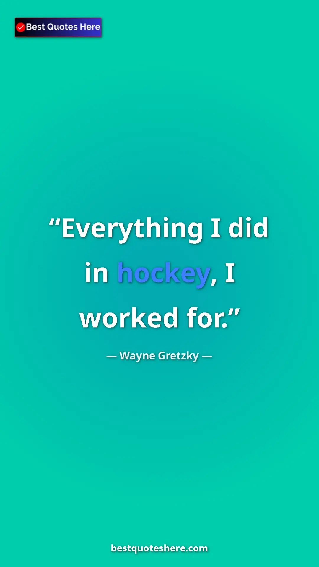Pinterest quote poster by Wayne Gretzky: "Everything I did in hockey, I worked for."