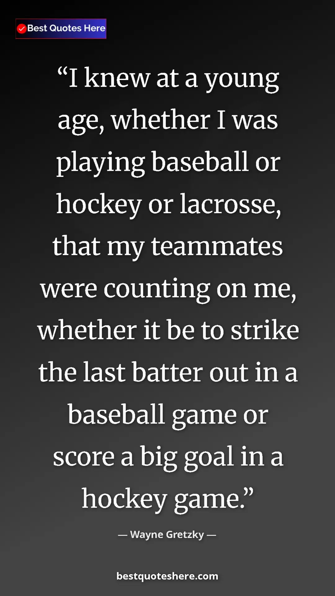 Pinterest quote poster by Wayne Gretzky: "I knew at a young age, whether I was playing baseball or..."