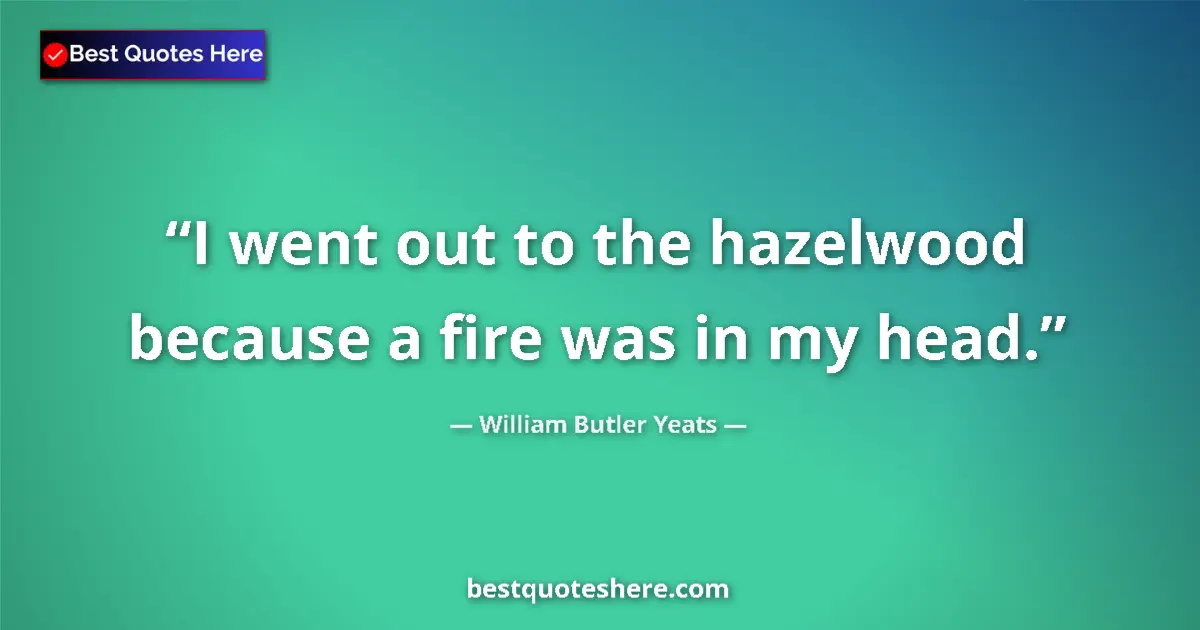 Image for the quote by William Butler Yeats: I went out to the hazelwood because a fire was in my head....
