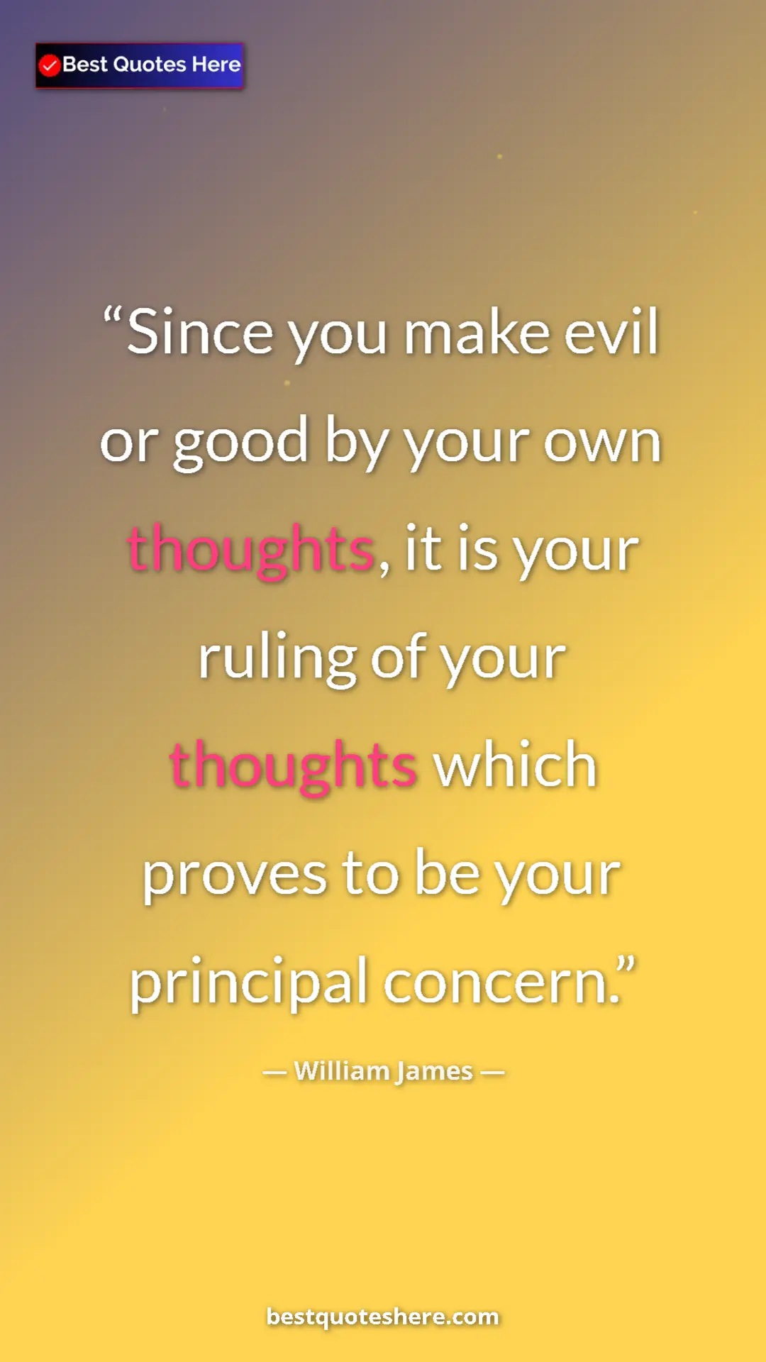 Pinterest quote poster by William James: "Since you make evil or good by your own thoughts, it is..."