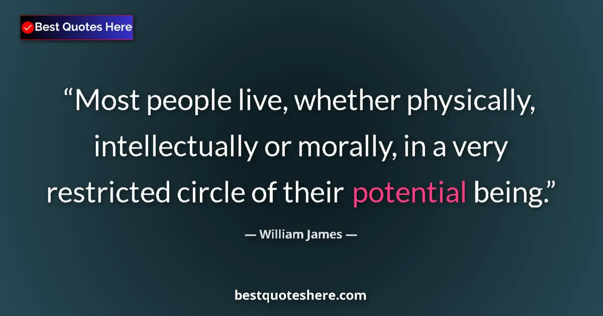 Quote by William James: Most people live, whether physically, intellectual