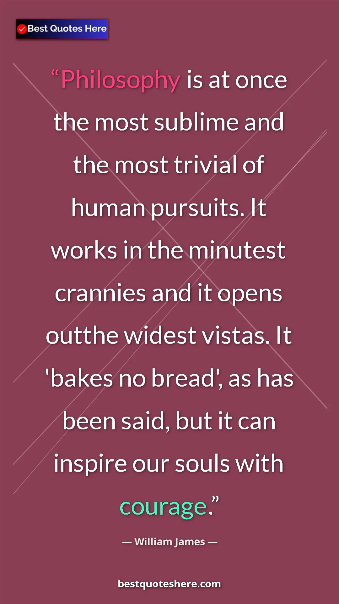 Pinterest quote poster by William James: "Philosophy is at once the most sublime and the most trivial..."