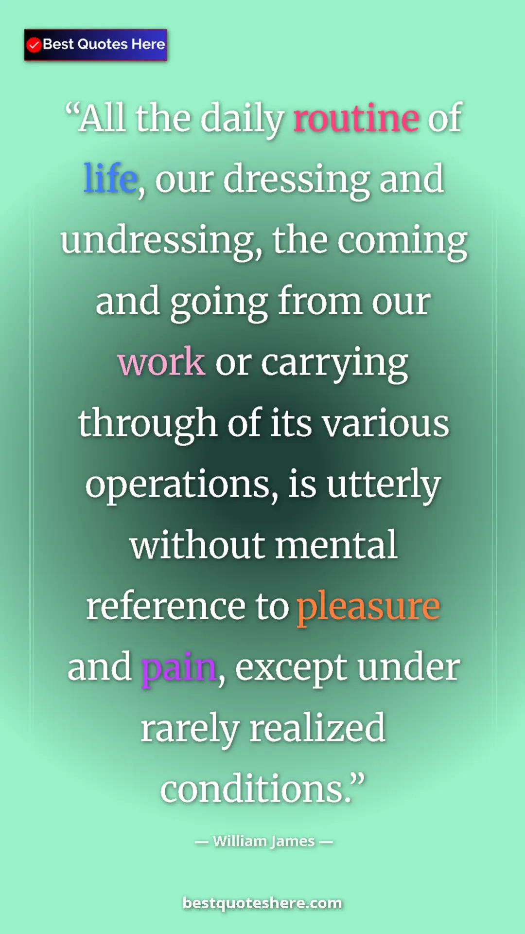 Pinterest quote poster by William James: "All the daily routine of life, our dressing and undressing,..."