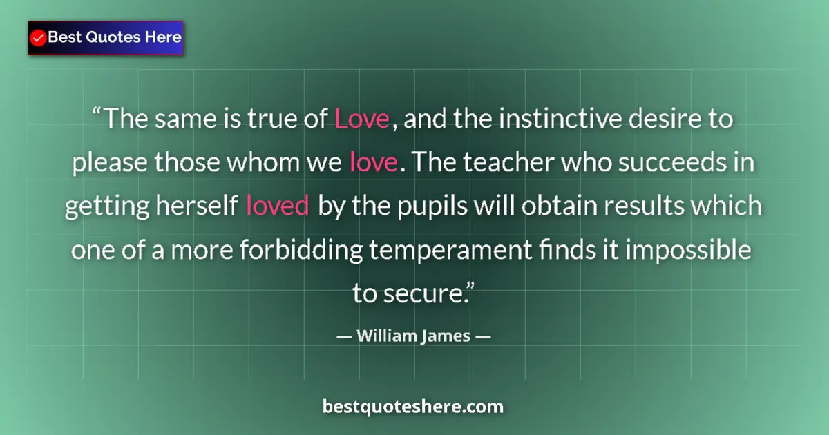 Quote by William James: The same is true of Love, and the instinctive desi