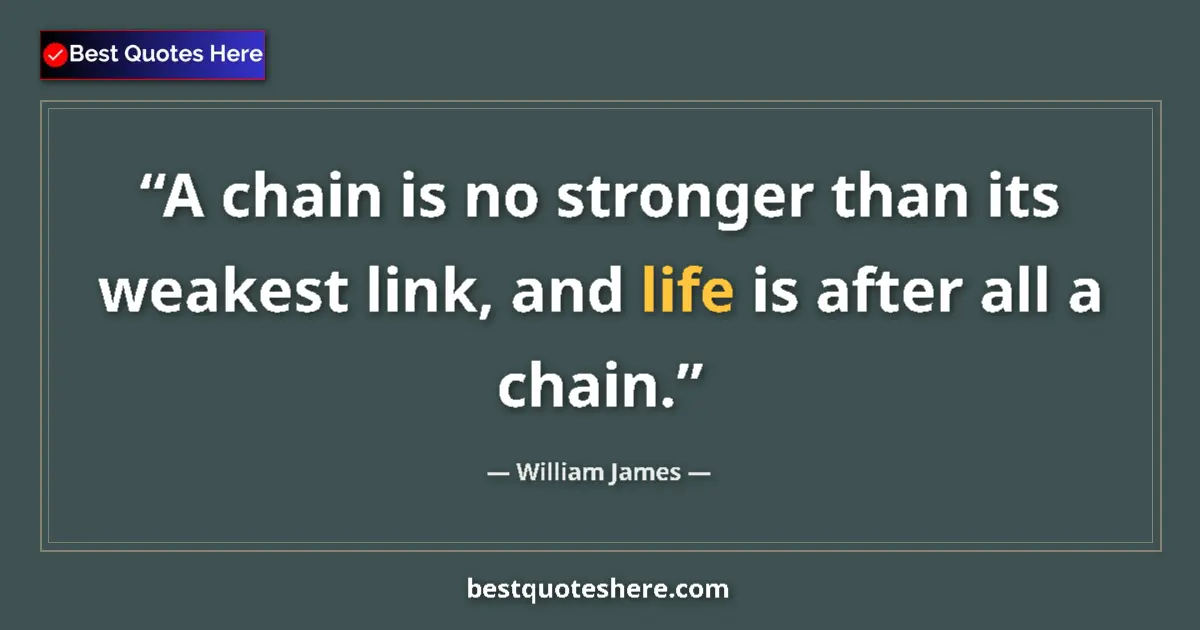 Quote by William James: A chain is no stronger than its weakest link, and life is after all a chain....