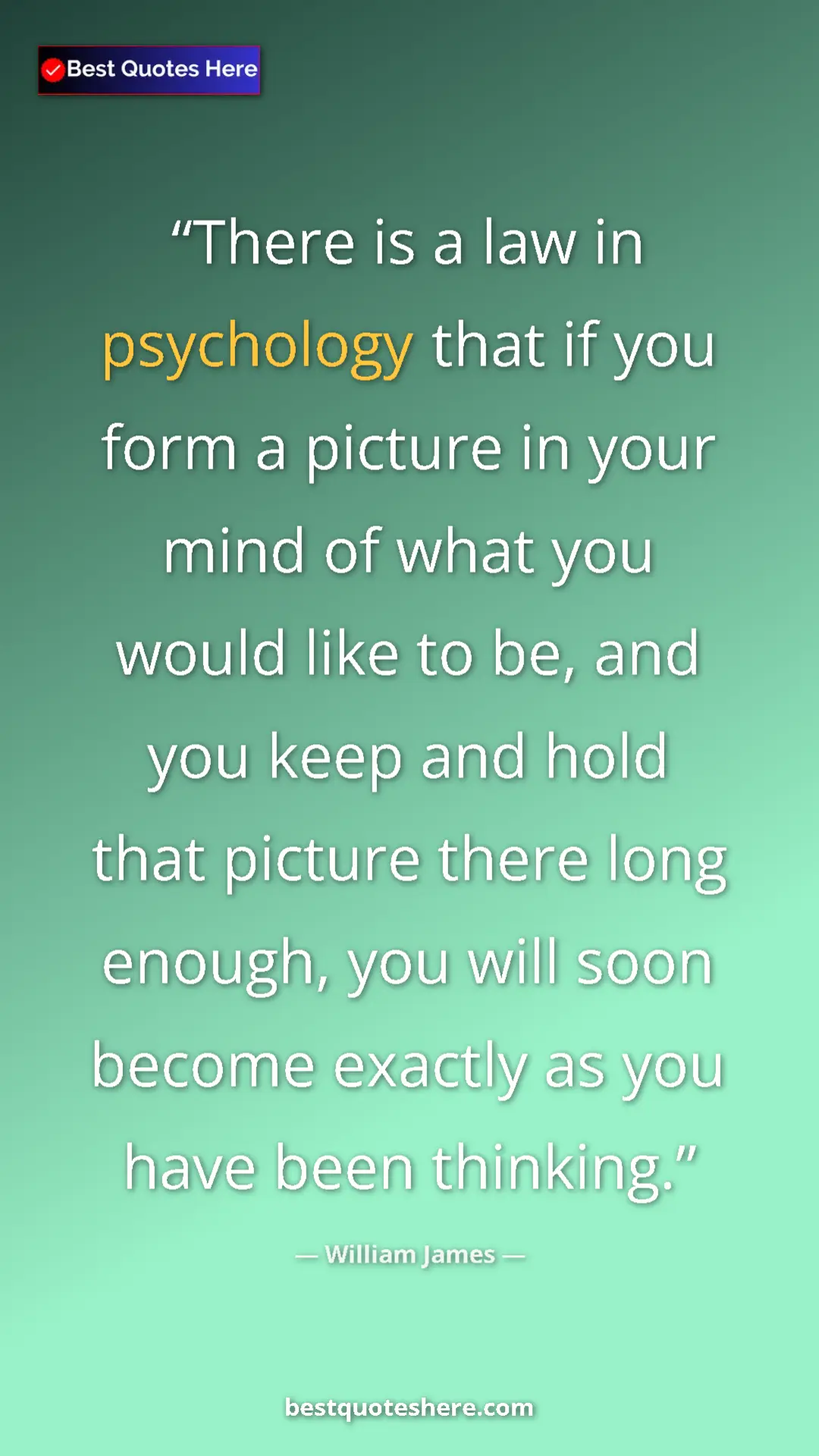 Pinterest quote poster by William James: "There is a law in psychology that if you form a picture in..."