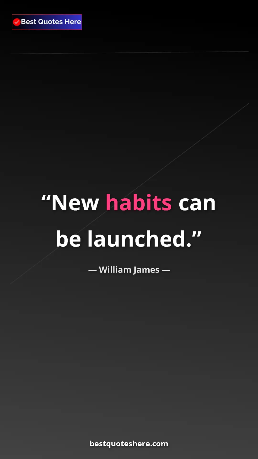 Pinterest quote poster by William James: "New habits can be launched."