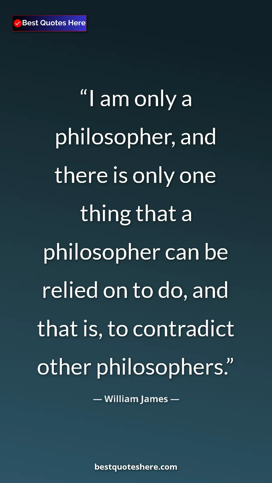 Pinterest quote poster by William James: "I am only a philosopher, and there is only one thing that a..."