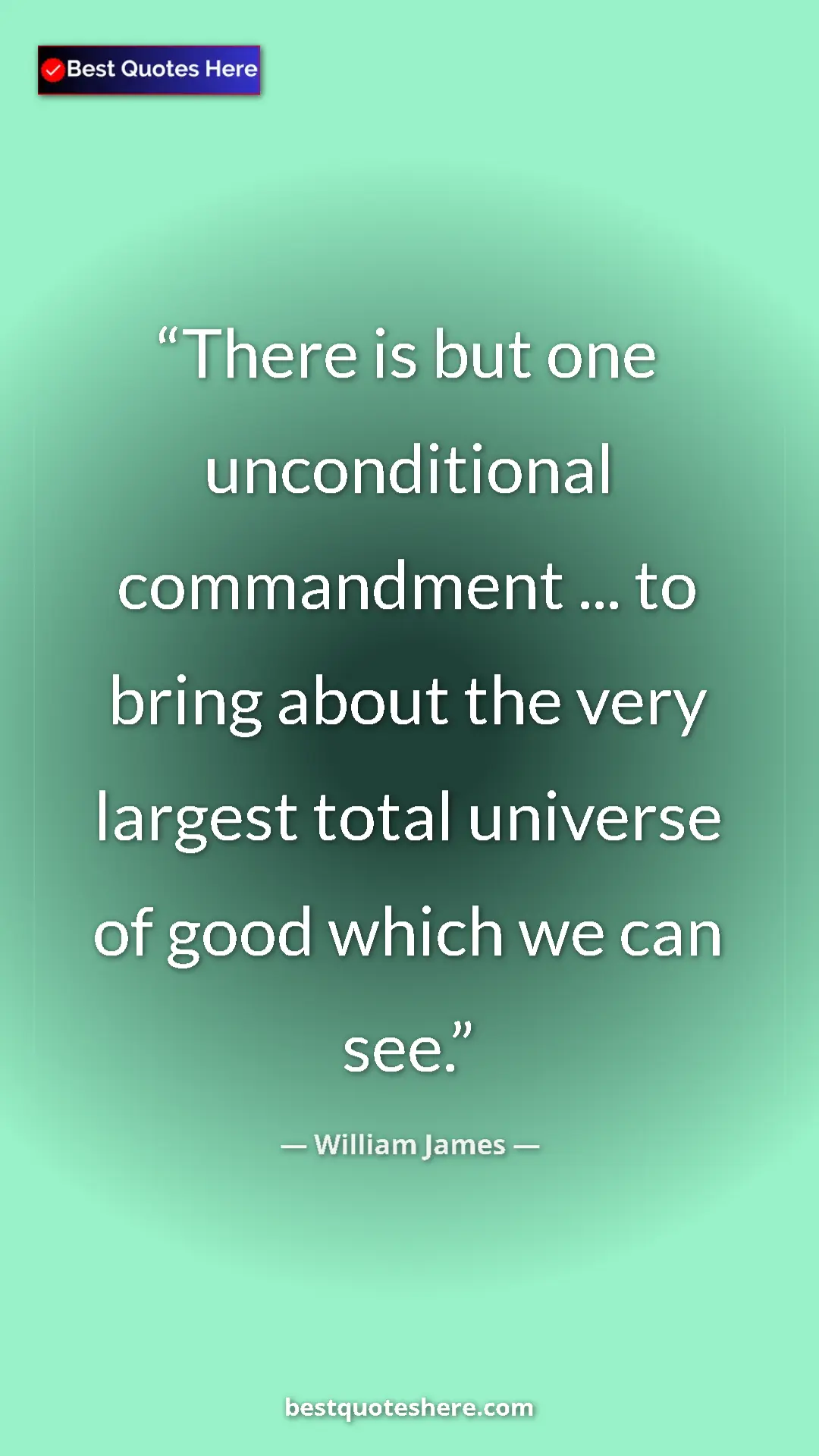 Pinterest quote poster by William James: "There is but one unconditional commandment ... to bring..."