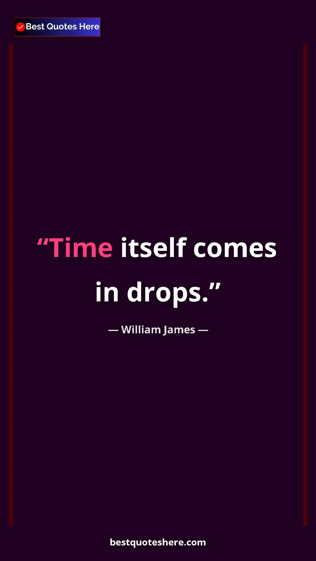 Pinterest quote poster by William James: "Time itself comes in drops."