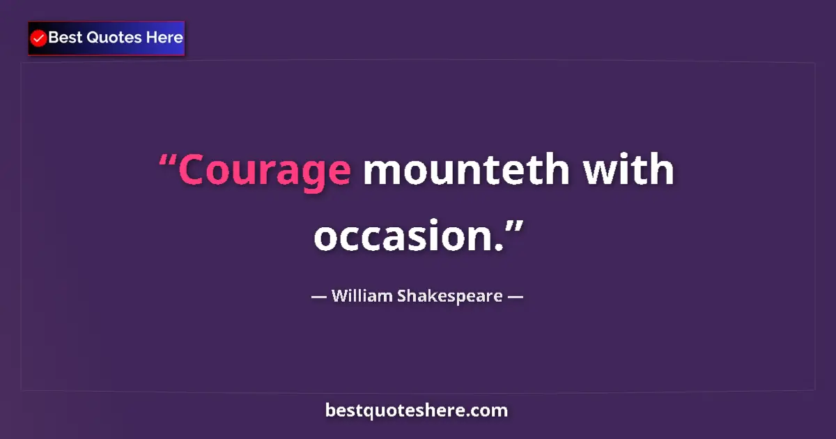 Quote by William Shakespeare: Courage mounteth with occasion....